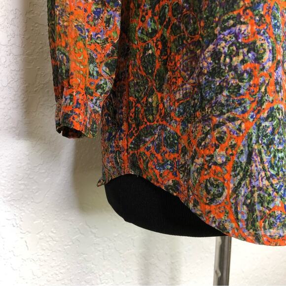 Anthropologie Edme & Esyllte orange floral semi sheer peasant top size 2 - Picture 4 of 13